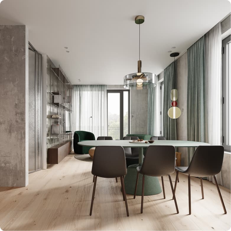 Jídelna a obývací pokoj