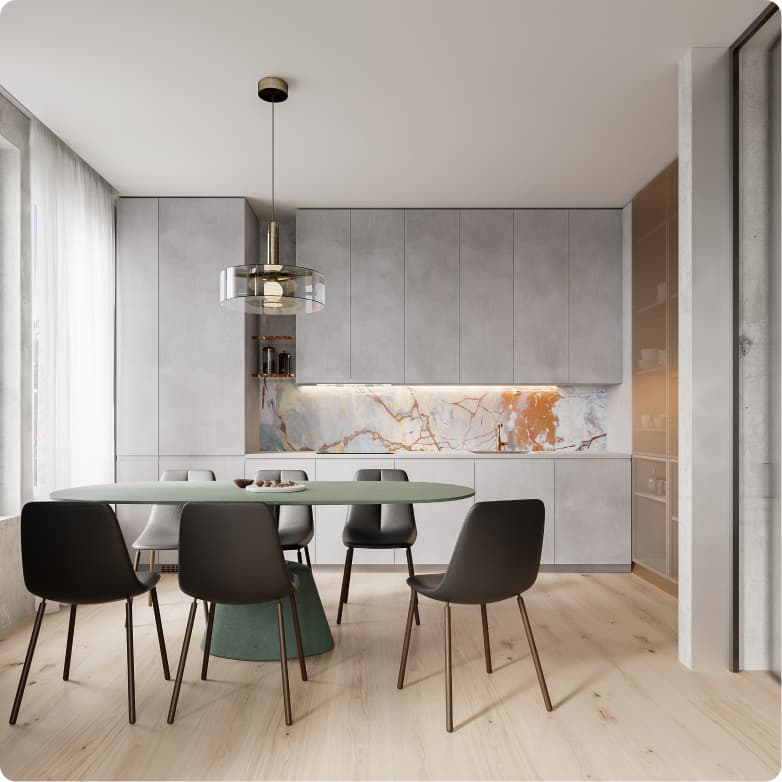 Jídelna a kuchyňská linka